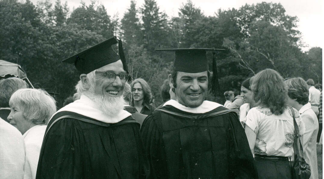 David and Marty in graduation regalia